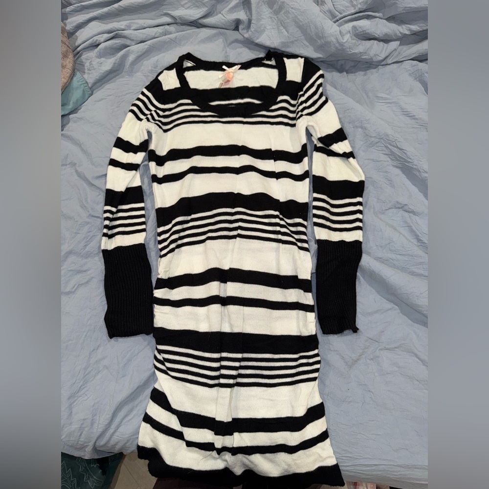 VINTAGE Derek Heart Black and White Striped Casual Dress